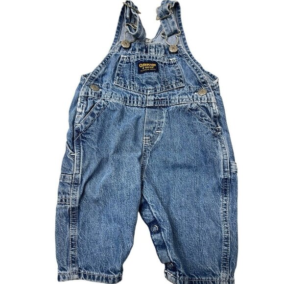 Vintage Oshkosh Bib Overalls Carpenter Denim Baby Size 0-6 Months Medium - Picture 1 of 6